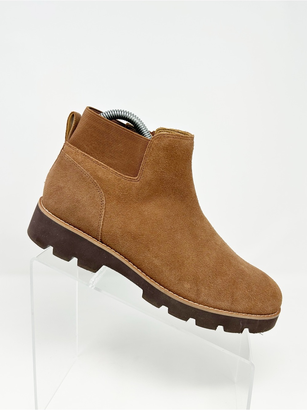 Vionic Brionie Chelsea Ankle Boots Brown Lug Sole Side Zip Comfort Size 7.5